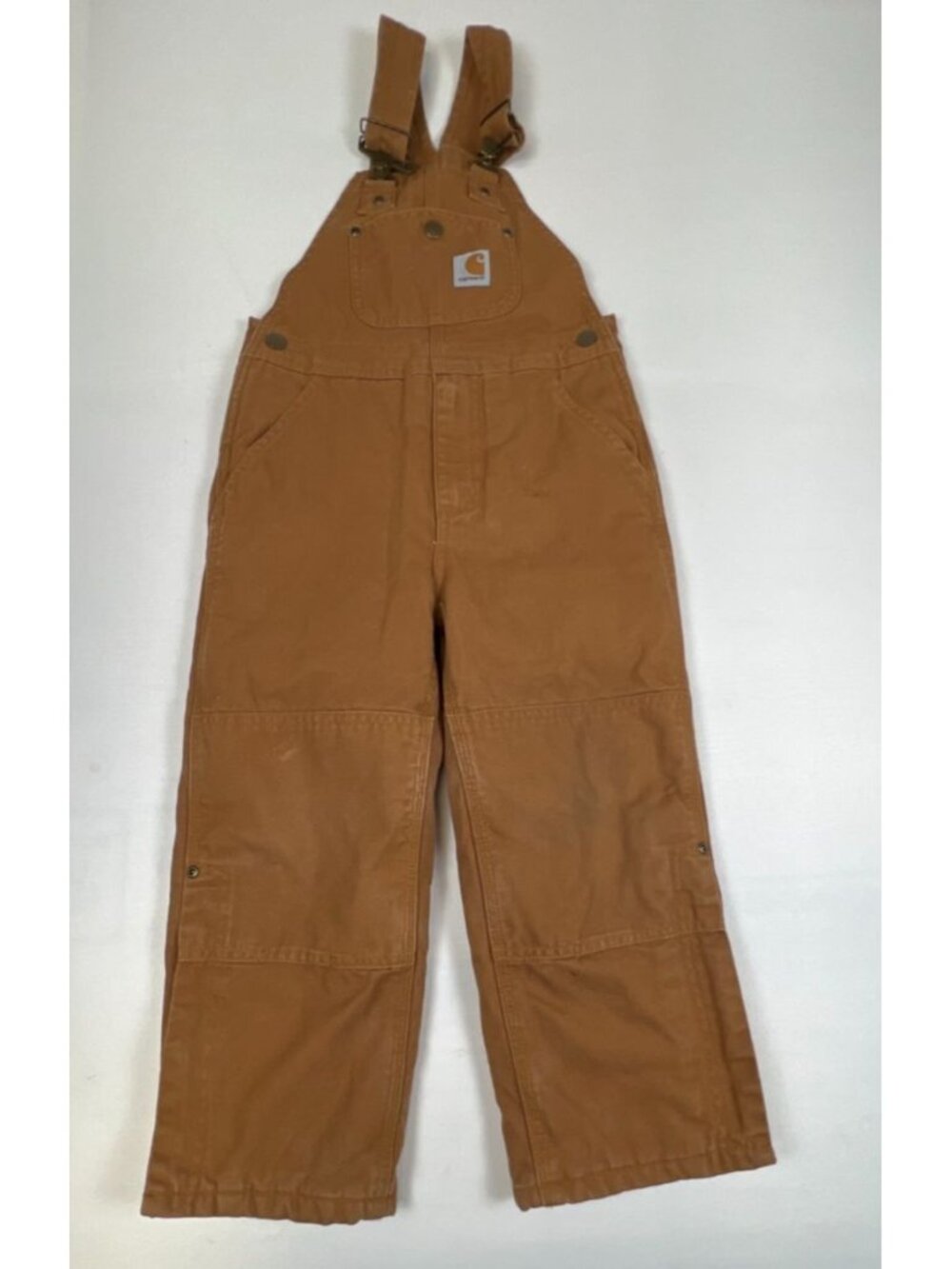 Carhartt Toddler Boys 5 Brown Duck Quilt Lined Bib Overalls Double Knee